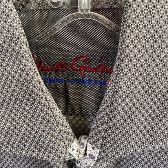 ROBERT GRAHAM black grey dress casual buttondown  shirt M - Picture 2 of 4